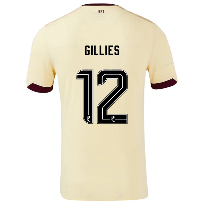 Danxen Mænd Matthew Gillies #12 Creme Bourgogne Udebane Spillertrøjer 2024/25 Trøje T-Shirt