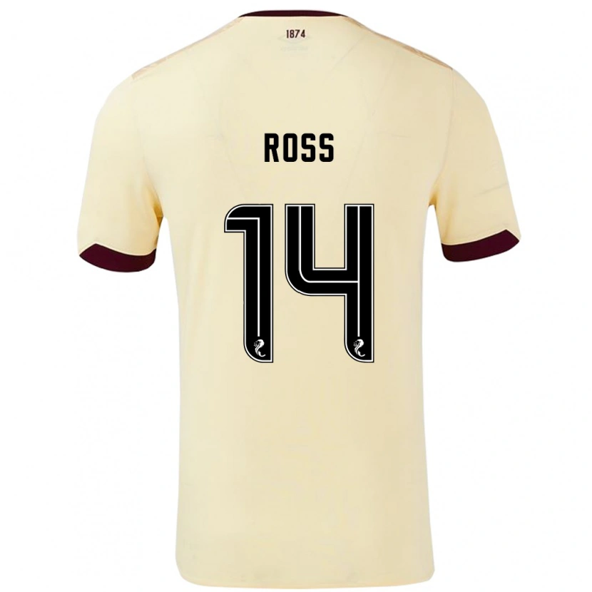Danxen Mænd Mackenzie Ross #14 Creme Bourgogne Udebane Spillertrøjer 2024/25 Trøje T-Shirt