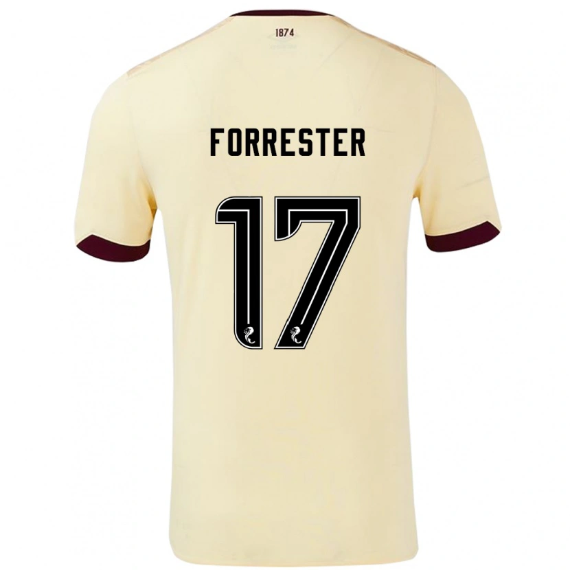 Danxen Mænd Adam Forrester #17 Creme Bourgogne Udebane Spillertrøjer 2024/25 Trøje T-Shirt