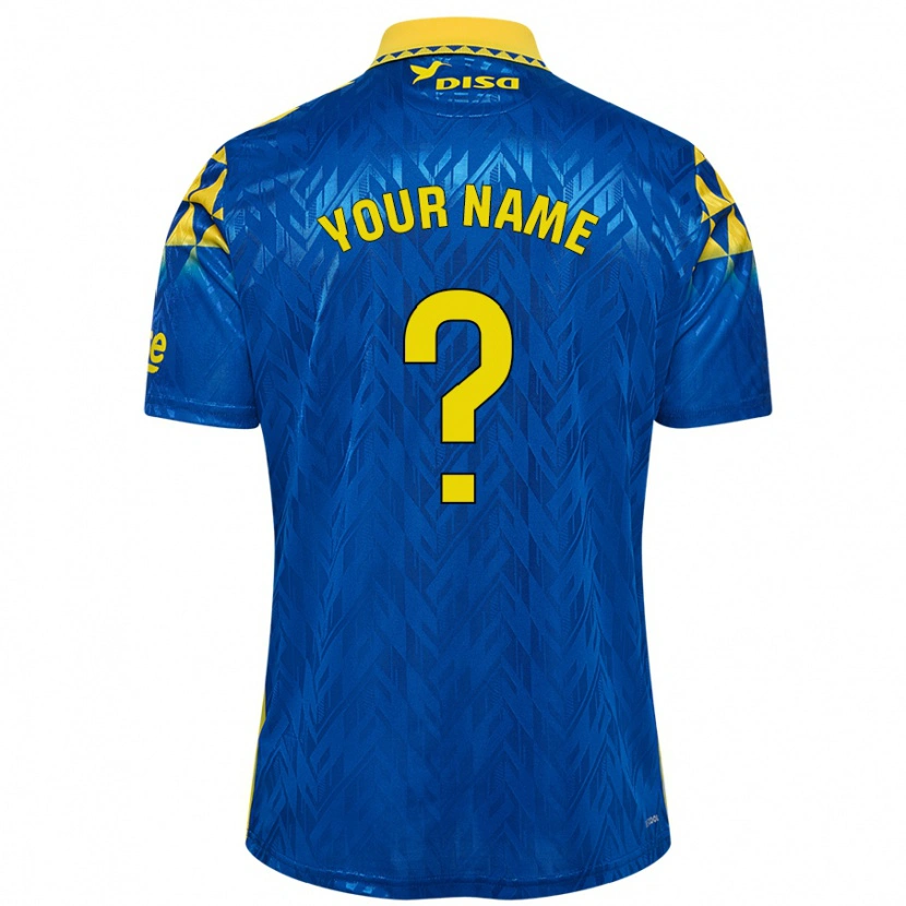Danxen Mænd Dit Navn #0 Blå Gul Udebane Spillertrøjer 2024/25 Trøje T-Shirt