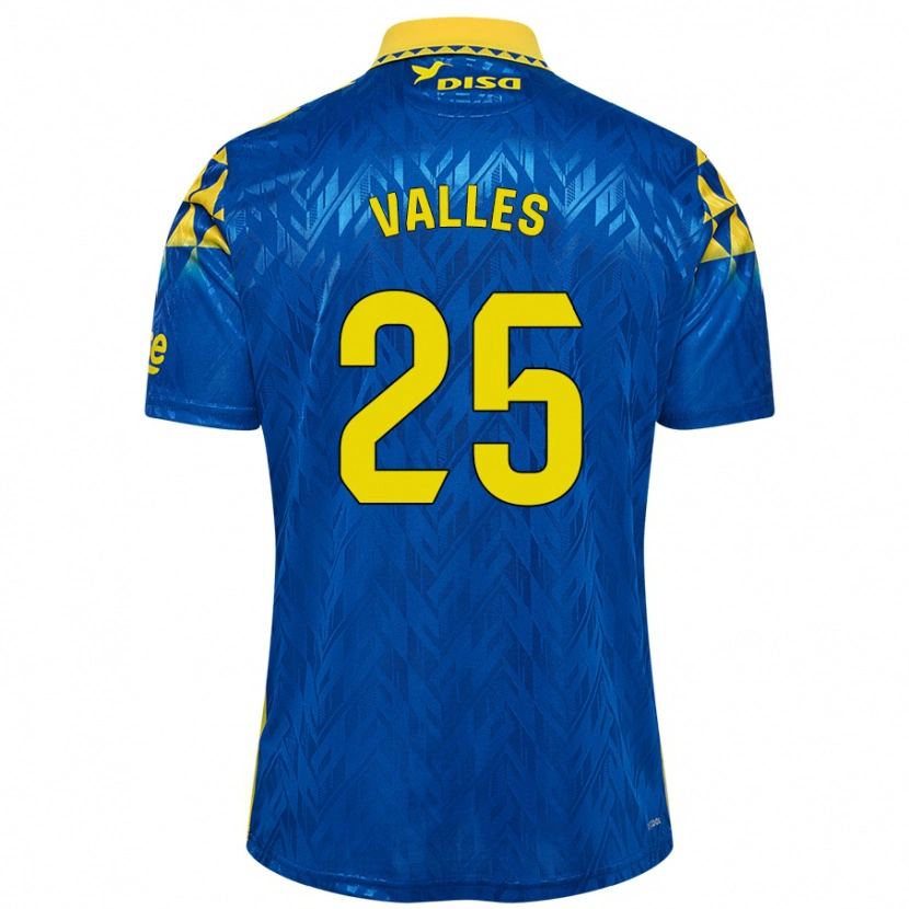 Danxen Mænd Álvaro Valles #25 Blå Gul Udebane Spillertrøjer 2024/25 Trøje T-Shirt
