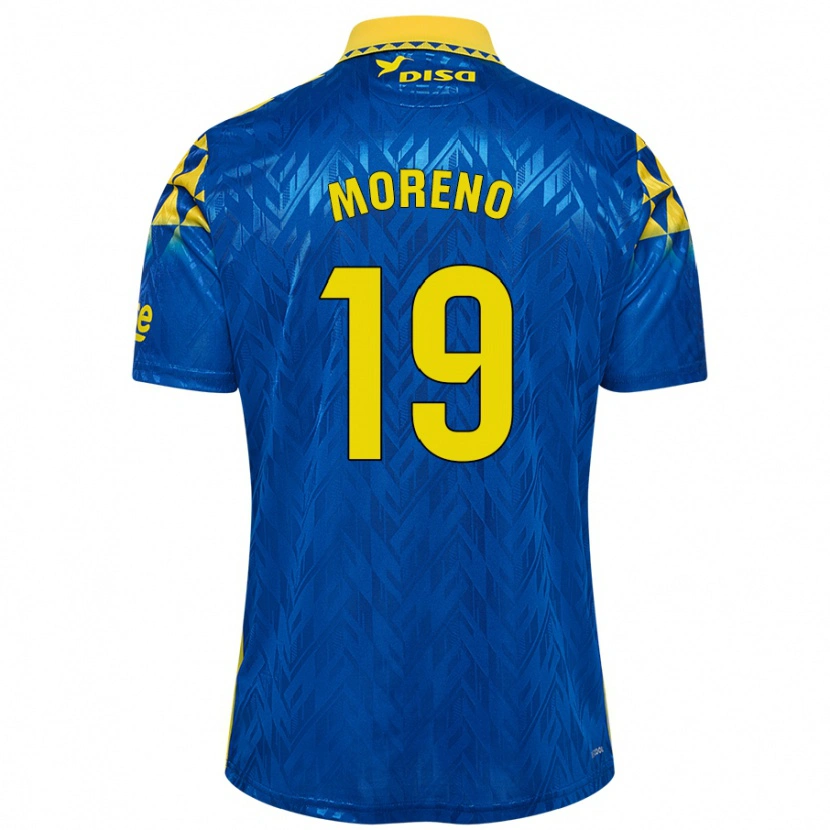 Danxen Mænd Fernando Moreno #19 Blå Gul Udebane Spillertrøjer 2024/25 Trøje T-Shirt