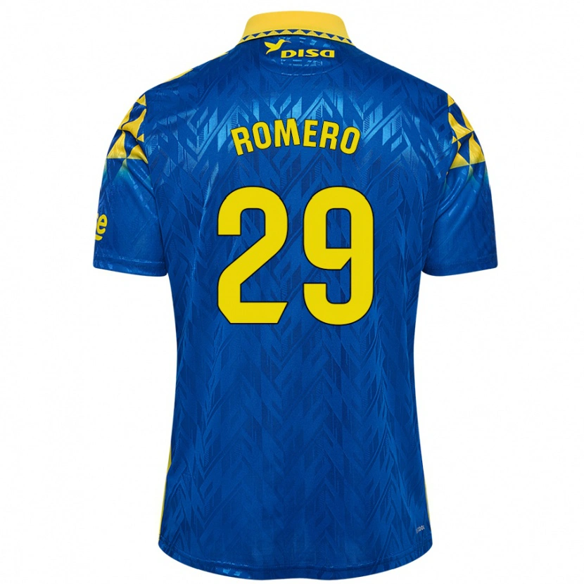 Danxen Mænd Elías Romero #29 Blå Gul Udebane Spillertrøjer 2024/25 Trøje T-Shirt