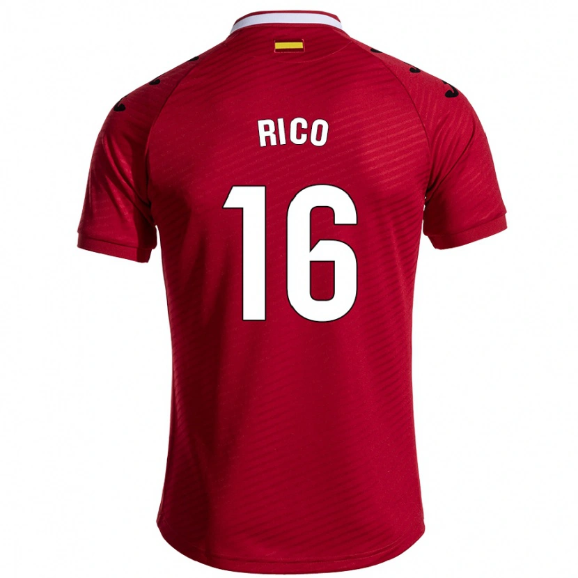 Danxen Mænd Diego Rico #16 Mørkerød Udebane Spillertrøjer 2024/25 Trøje T-Shirt