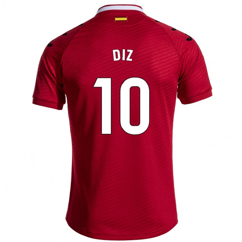 Danxen Mænd Rafa Diz #10 Mørkerød Udebane Spillertrøjer 2024/25 Trøje T-Shirt