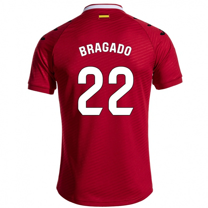 Danxen Mænd Alonso Bragado #22 Mørkerød Udebane Spillertrøjer 2024/25 Trøje T-Shirt