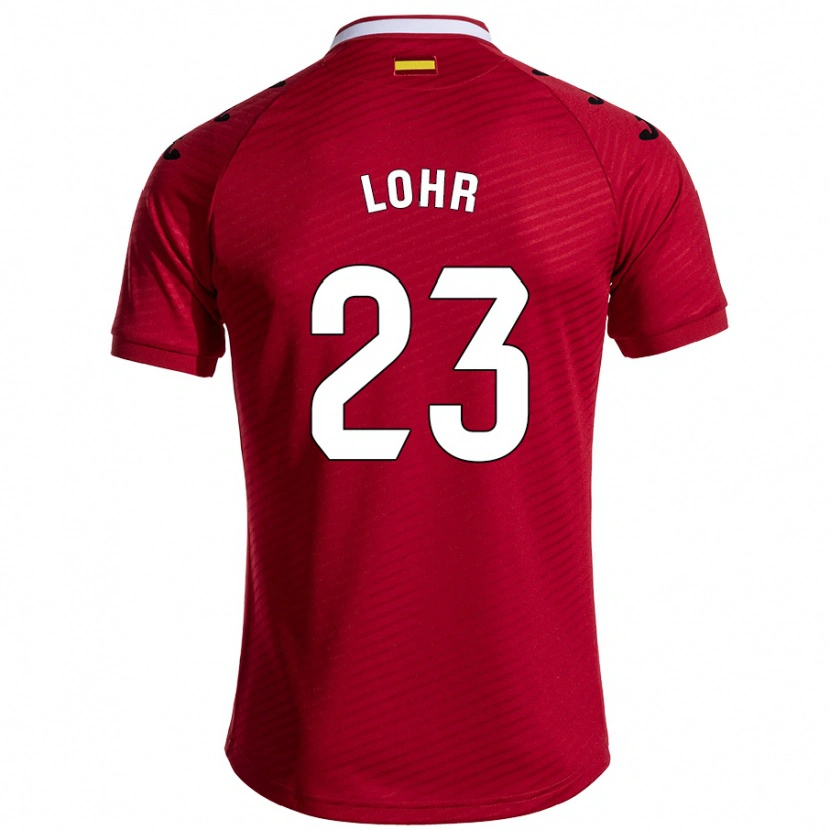 Danxen Mænd Luca Lohr #23 Mørkerød Udebane Spillertrøjer 2024/25 Trøje T-Shirt