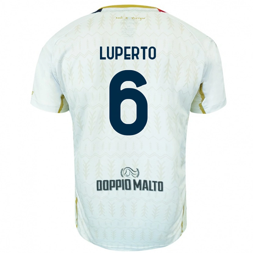 Danxen Mænd Sebastiano Luperto #6 Hvid Udebane Spillertrøjer 2024/25 Trøje T-Shirt
