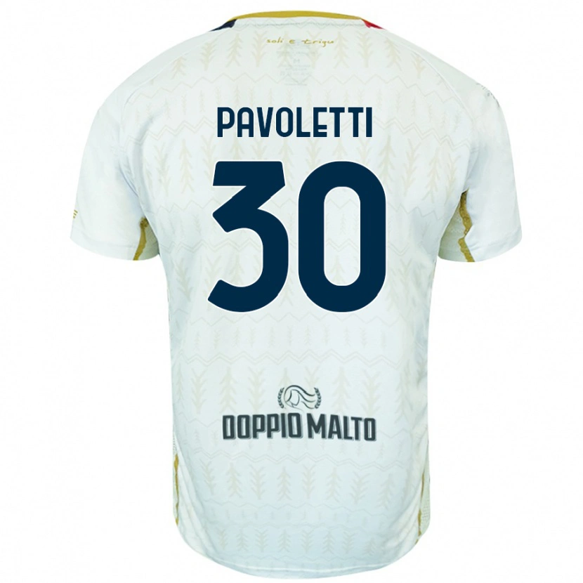 Danxen Mænd Leonardo Pavoletti #30 Hvid Udebane Spillertrøjer 2024/25 Trøje T-Shirt