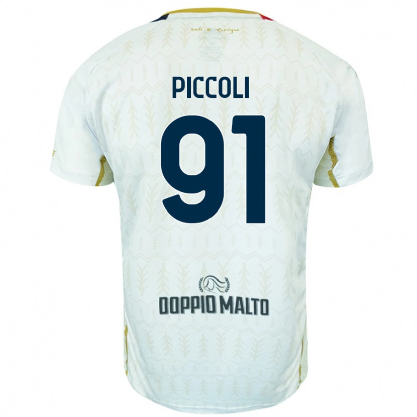 Danxen Mænd Roberto Piccoli #91 Hvid Udebane Spillertrøjer 2024/25 Trøje T-Shirt