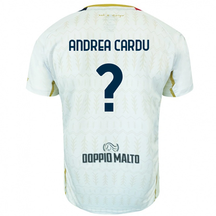 Danxen Mænd Gian Andrea Cardu #0 Hvid Udebane Spillertrøjer 2024/25 Trøje T-Shirt