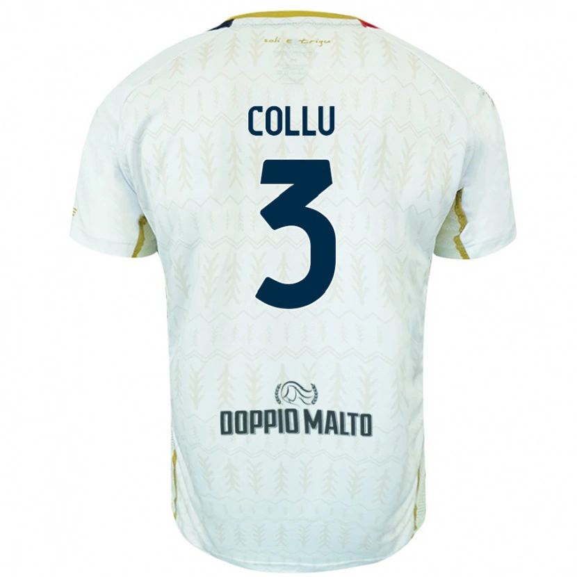 Danxen Mænd Davide Collu #3 Hvid Udebane Spillertrøjer 2024/25 Trøje T-Shirt
