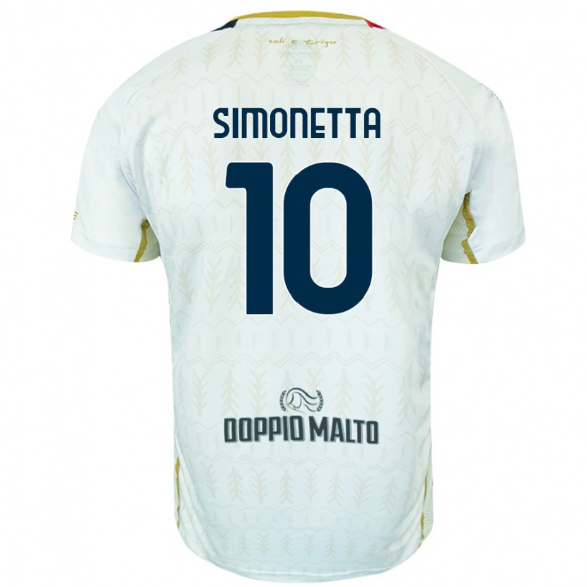 Danxen Mænd Jacopo Simonetta #10 Hvid Udebane Spillertrøjer 2024/25 Trøje T-Shirt