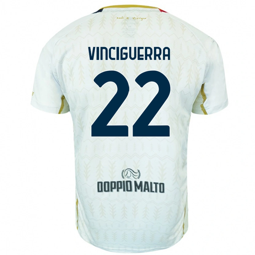 Danxen Mænd Alessandro Vinciguerra #22 Hvid Udebane Spillertrøjer 2024/25 Trøje T-Shirt