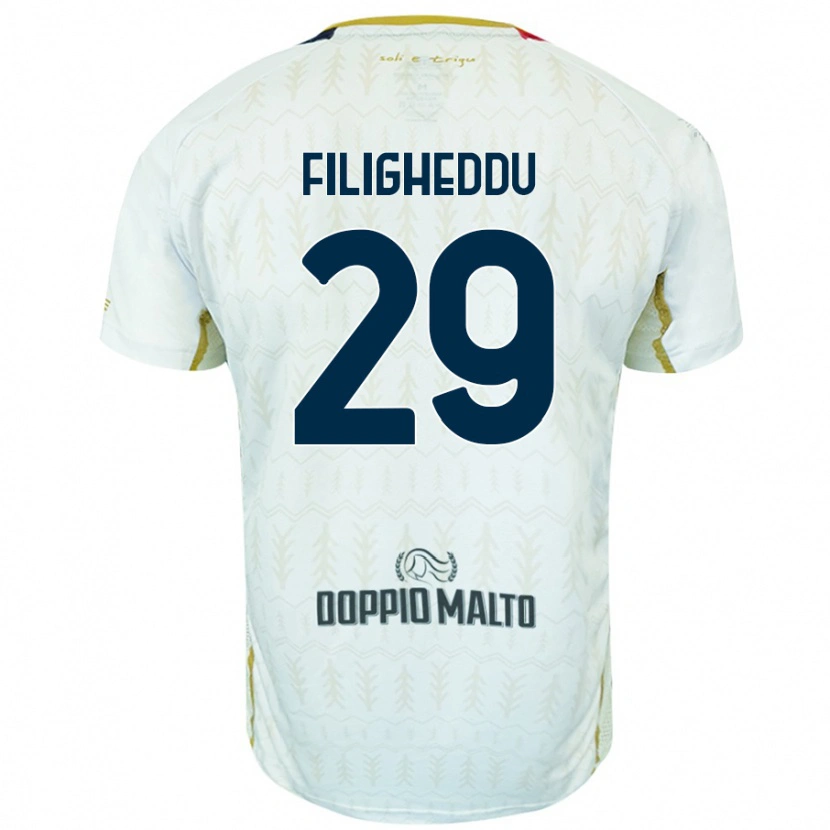 Danxen Mænd Daniele Filigheddu #29 Hvid Udebane Spillertrøjer 2024/25 Trøje T-Shirt
