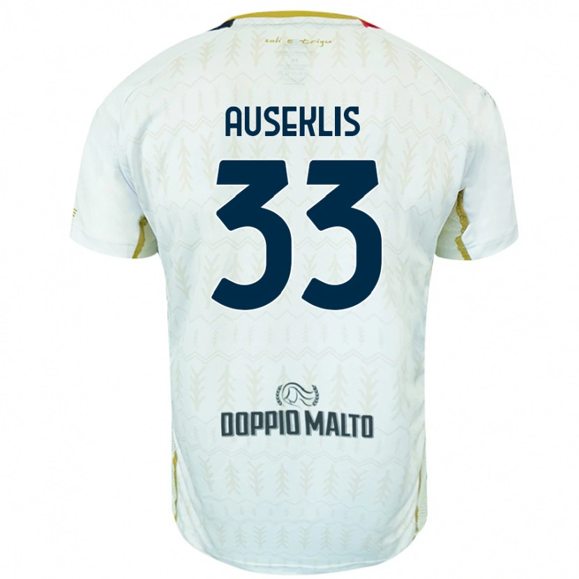 Danxen Mænd Henrijs Auseklis #33 Hvid Udebane Spillertrøjer 2024/25 Trøje T-Shirt