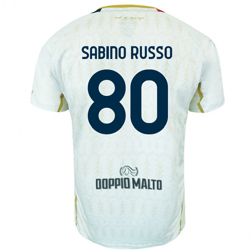 Danxen Mænd Alessandro Sabino Russo #80 Hvid Udebane Spillertrøjer 2024/25 Trøje T-Shirt