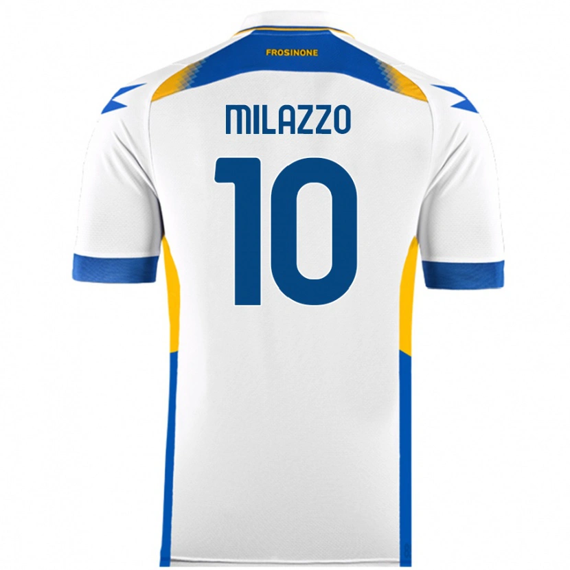 Danxen Mænd Simone Milazzo #10 Hvid Udebane Spillertrøjer 2024/25 Trøje T-Shirt
