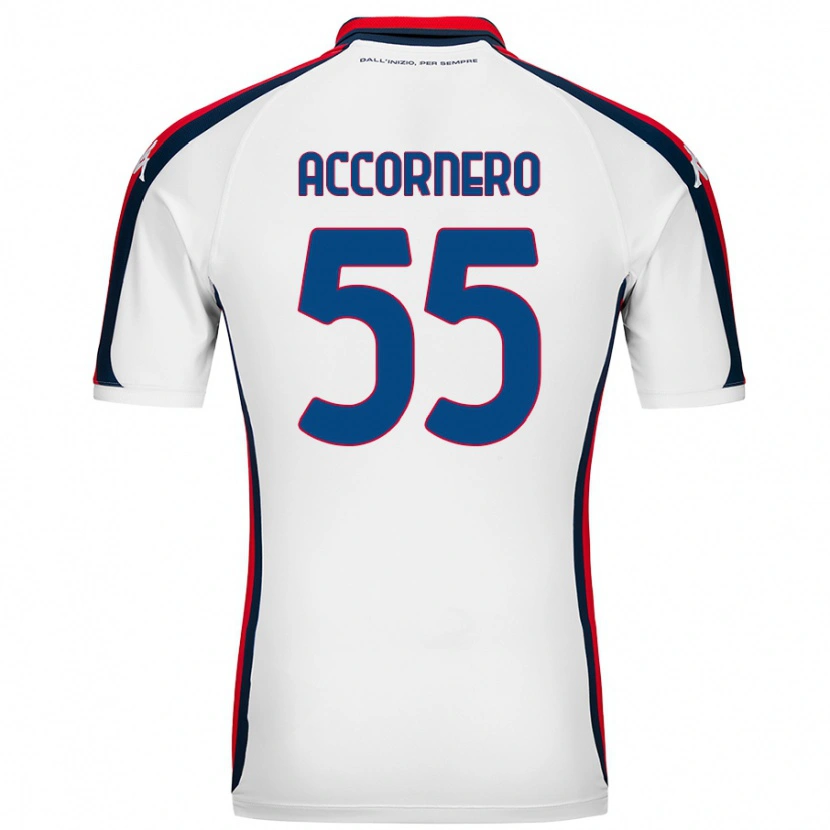 Danxen Mænd Federico Accornero #55 Hvid Udebane Spillertrøjer 2024/25 Trøje T-Shirt