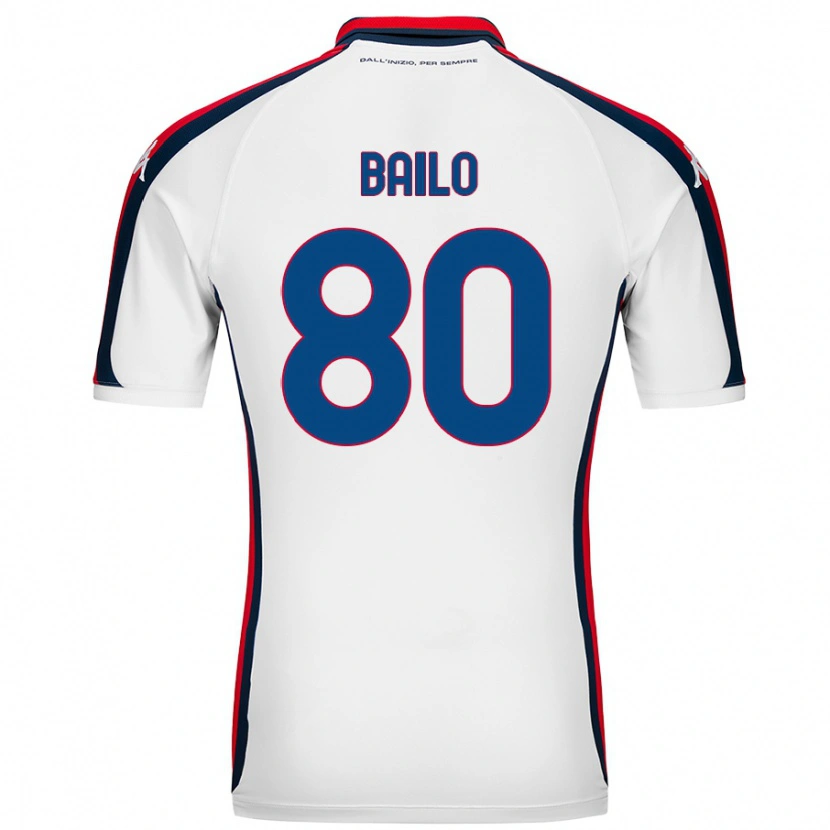 Danxen Mænd Giorgio Bailo #80 Hvid Udebane Spillertrøjer 2024/25 Trøje T-Shirt