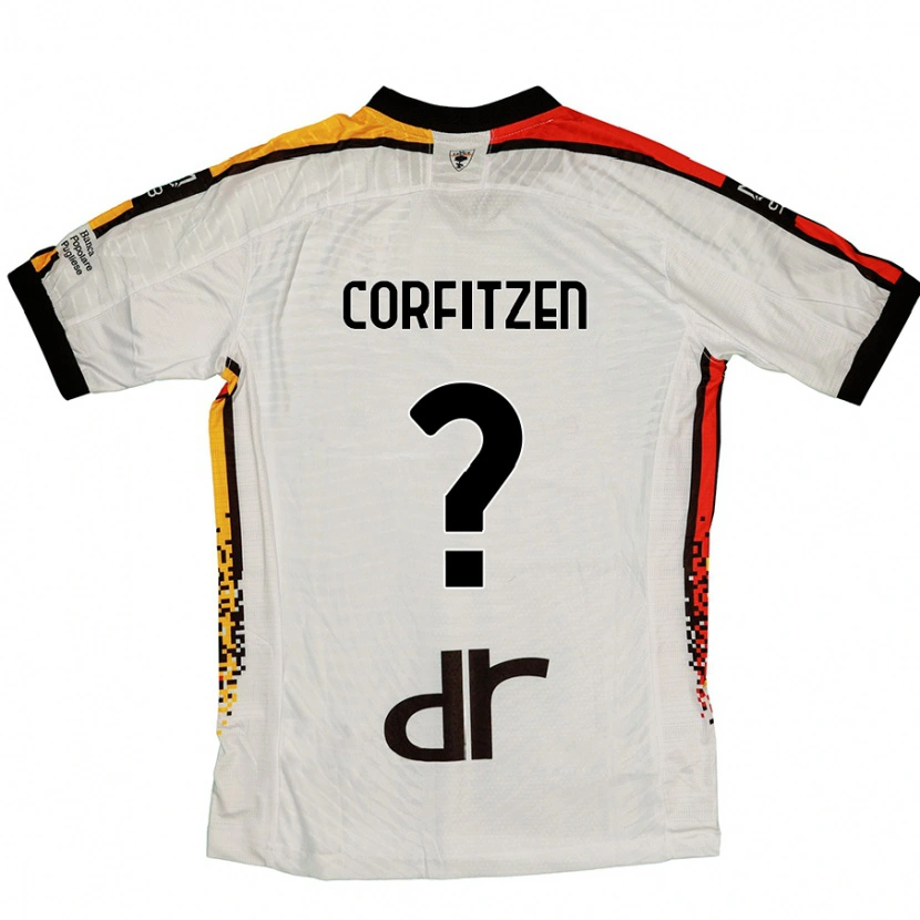 Danxen Mænd Jeppe Corfitzen #0 Hvid Sort Udebane Spillertrøjer 2024/25 Trøje T-Shirt