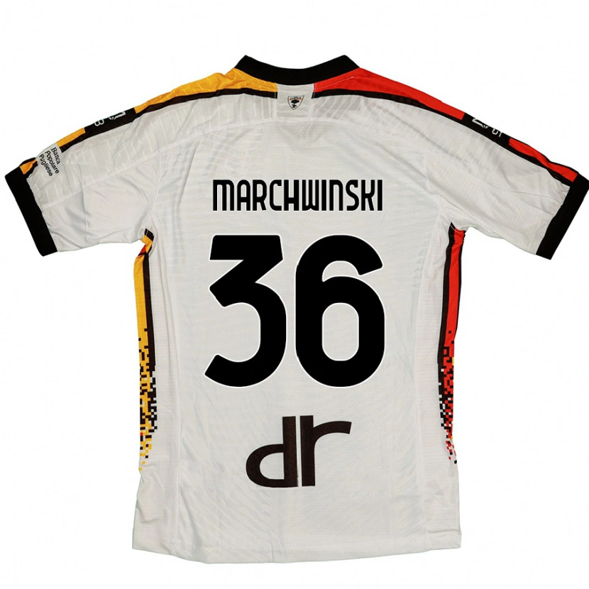Danxen Mænd Filip Marchwinski #36 Hvid Sort Udebane Spillertrøjer 2024/25 Trøje T-Shirt
