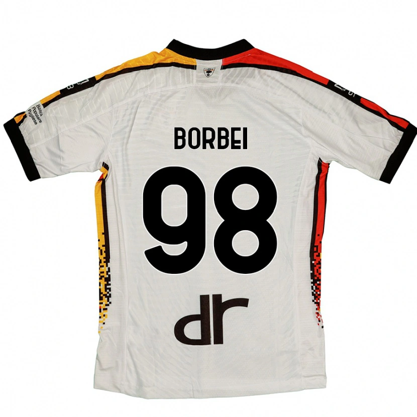 Danxen Mænd Alexandru Borbei #98 Hvid Sort Udebane Spillertrøjer 2024/25 Trøje T-Shirt