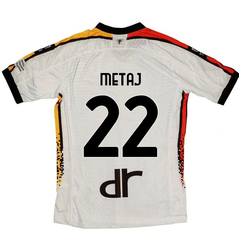 Danxen Mænd Dejvi Metaj #22 Hvid Sort Udebane Spillertrøjer 2024/25 Trøje T-Shirt