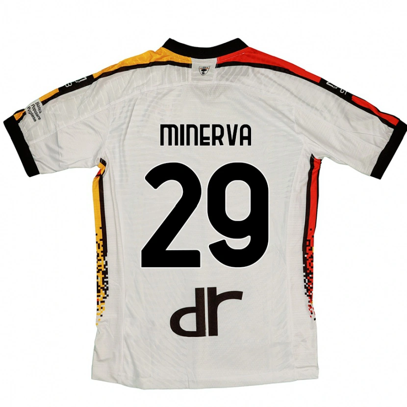 Danxen Mænd Francesco Minerva #29 Hvid Sort Udebane Spillertrøjer 2024/25 Trøje T-Shirt
