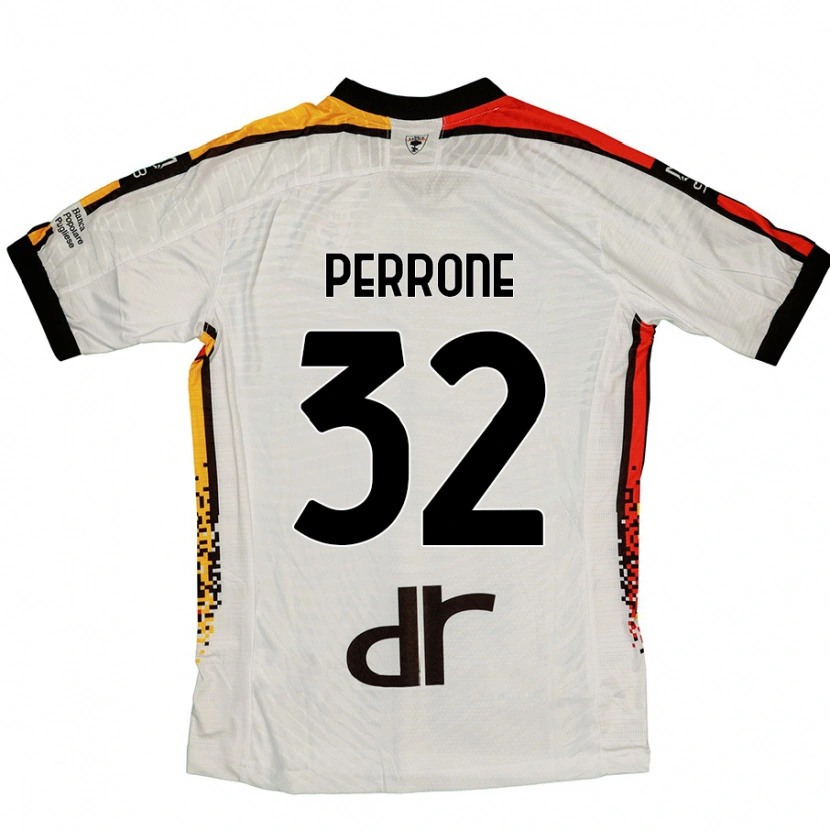 Danxen Mænd Samuele Perrone #32 Hvid Sort Udebane Spillertrøjer 2024/25 Trøje T-Shirt