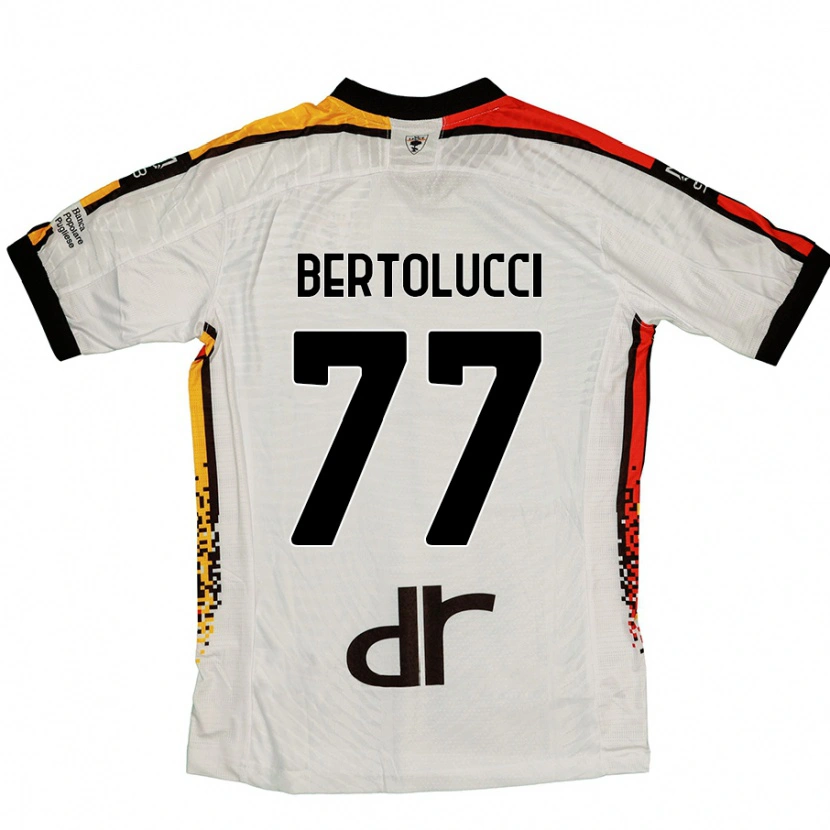 Danxen Mænd Sandro Bertolucci #77 Hvid Sort Udebane Spillertrøjer 2024/25 Trøje T-Shirt