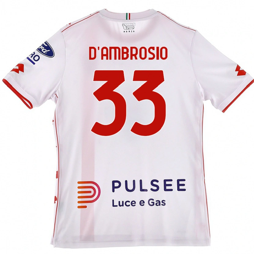 Danxen Mænd Danilo D'ambrosio #33 Hvid Rød Udebane Spillertrøjer 2024/25 Trøje T-Shirt