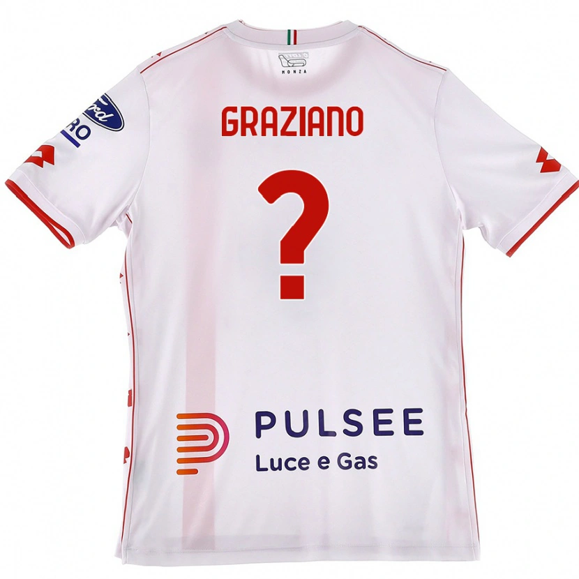 Danxen Mænd Aldo Graziano #0 Hvid Rød Udebane Spillertrøjer 2024/25 Trøje T-Shirt