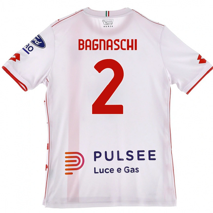 Danxen Mænd Alessandro Bagnaschi #2 Hvid Rød Udebane Spillertrøjer 2024/25 Trøje T-Shirt