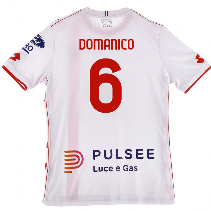 Danxen Mænd Saverio Domanico #6 Hvid Rød Udebane Spillertrøjer 2024/25 Trøje T-Shirt