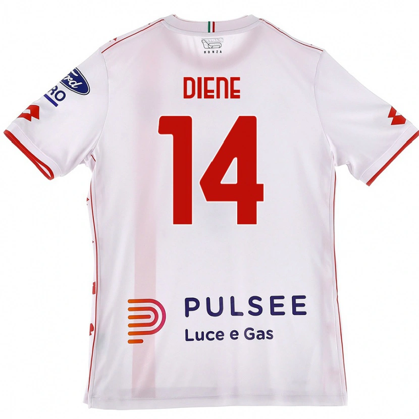 Danxen Mænd Abdou Diene #14 Hvid Rød Udebane Spillertrøjer 2024/25 Trøje T-Shirt