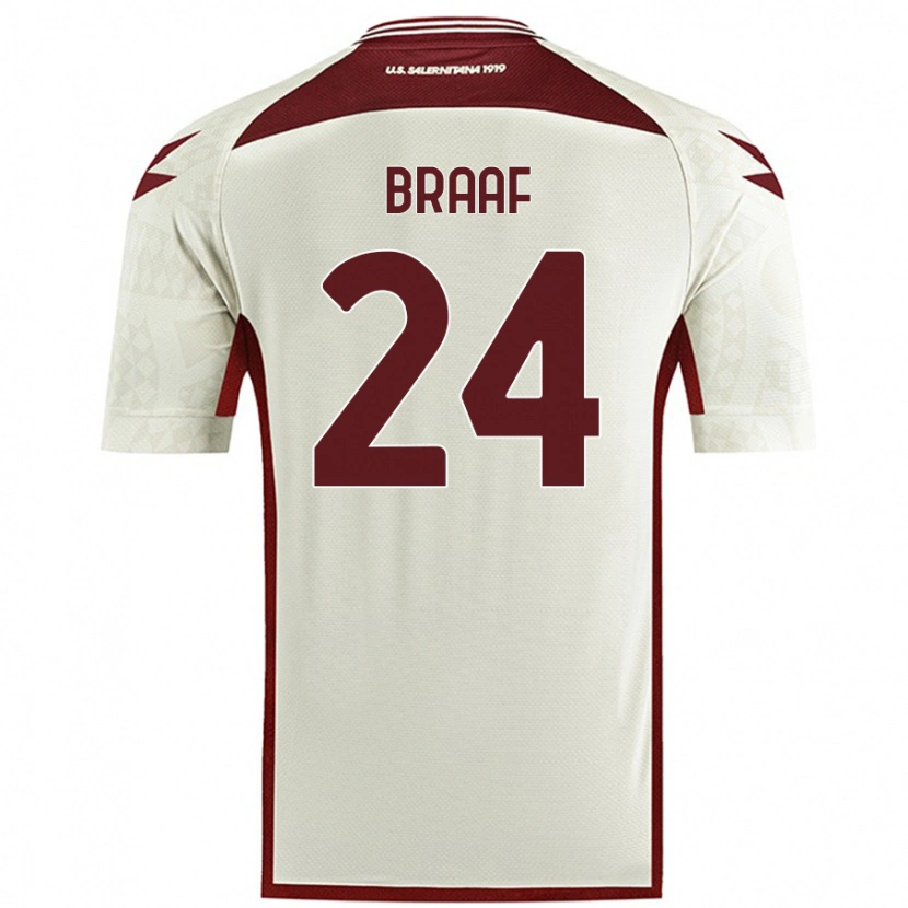 Danxen Mænd Jayden Braaf #24 Creme Farve Udebane Spillertrøjer 2024/25 Trøje T-Shirt