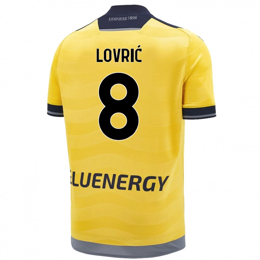 Danxen Mænd Sandi Lovrić #8 Gylden Udebane Spillertrøjer 2024/25 Trøje T-Shirt