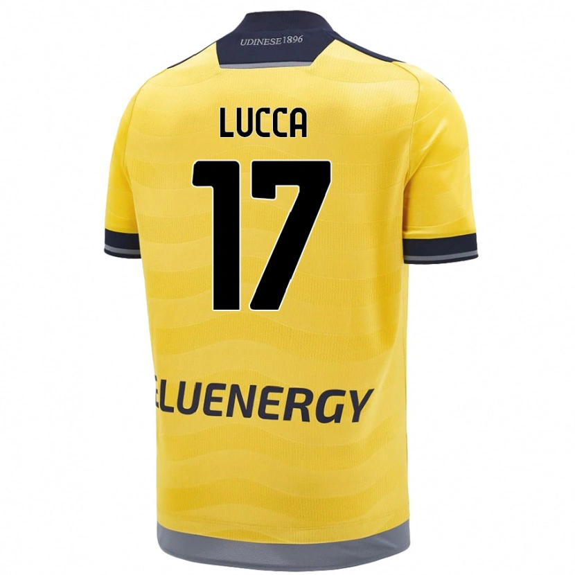 Danxen Mænd Lorenzo Lucca #17 Gylden Udebane Spillertrøjer 2024/25 Trøje T-Shirt