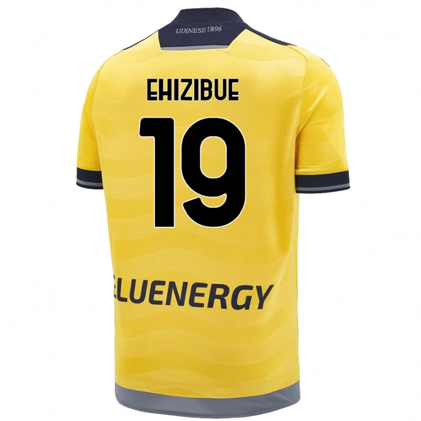 Danxen Mænd Kingsley Ehizibue #19 Gylden Udebane Spillertrøjer 2024/25 Trøje T-Shirt