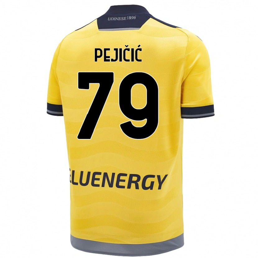 Danxen Mænd David Pejičić #79 Gylden Udebane Spillertrøjer 2024/25 Trøje T-Shirt