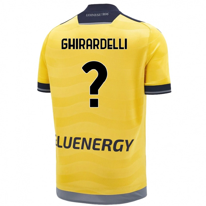 Danxen Mænd Davide Ghirardelli #0 Gylden Udebane Spillertrøjer 2024/25 Trøje T-Shirt
