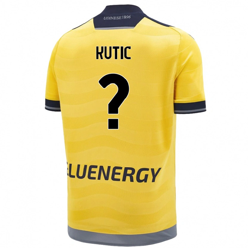 Danxen Mænd Stefan Kutic #0 Gylden Udebane Spillertrøjer 2024/25 Trøje T-Shirt
