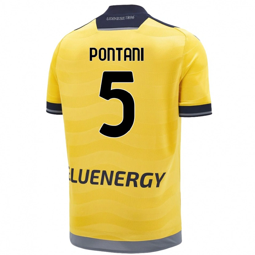 Danxen Mænd Leonardo Pontani #5 Gylden Udebane Spillertrøjer 2024/25 Trøje T-Shirt