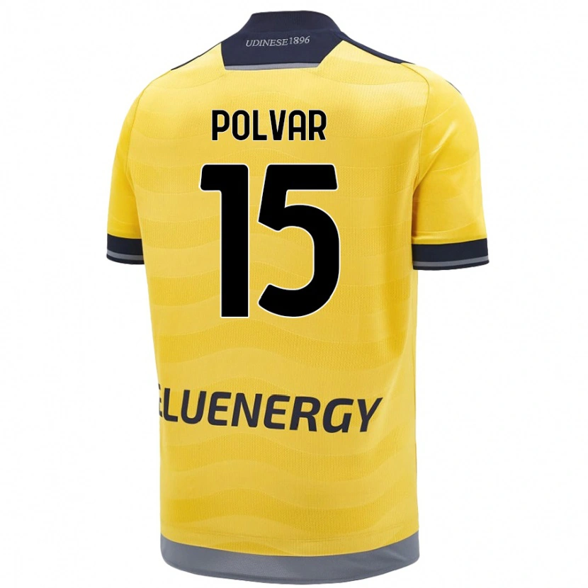 Danxen Mænd Francesco Polvar #15 Gylden Udebane Spillertrøjer 2024/25 Trøje T-Shirt