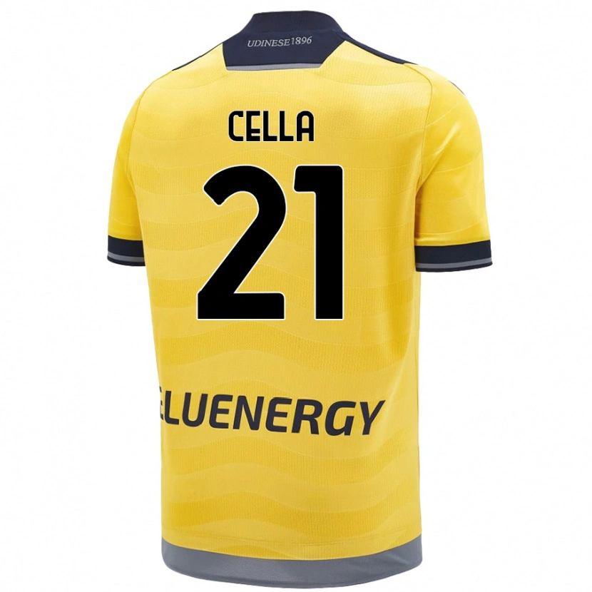 Danxen Mænd Leonardo Cella #21 Gylden Udebane Spillertrøjer 2024/25 Trøje T-Shirt