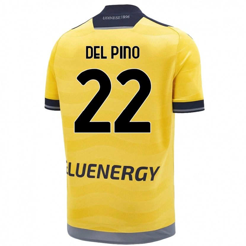 Danxen Mænd Lorenzo Del Pino #22 Gylden Udebane Spillertrøjer 2024/25 Trøje T-Shirt