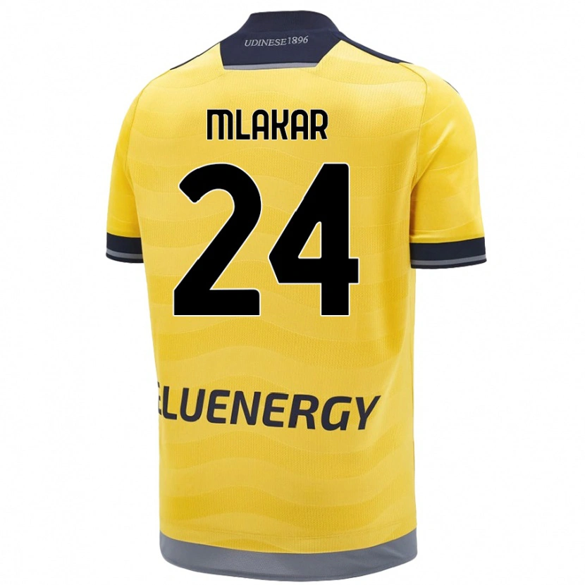 Danxen Mænd Lorenzo Mlakar #24 Gylden Udebane Spillertrøjer 2024/25 Trøje T-Shirt