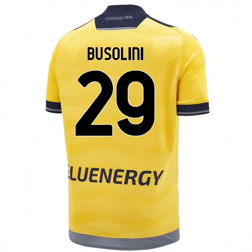 Danxen Mænd Alessandro Busolini #29 Gylden Udebane Spillertrøjer 2024/25 Trøje T-Shirt