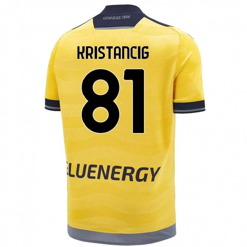 Danxen Mænd Luca Kristancig #81 Gylden Udebane Spillertrøjer 2024/25 Trøje T-Shirt
